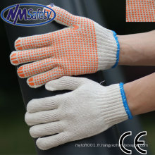 NMSAFETY Tricot en coton polycoton blanchi de calibre 7 avec gants à pois en pvc